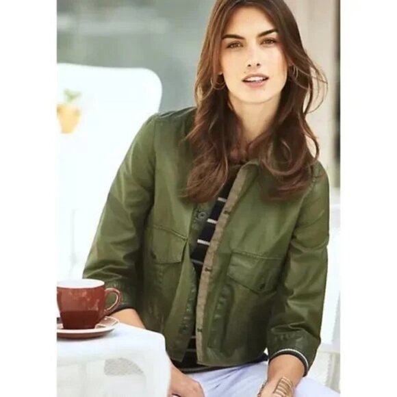 Anthropologie Hei Hei Waxed Utility Green Jacket sz(S) - Picture 1 of 11